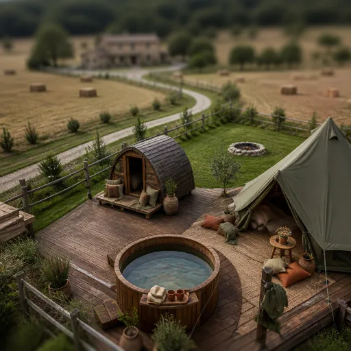 Glamping and hot tub retreats for a refined farm stay escape